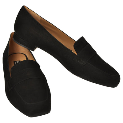 Square-toe Loafers in Black Suede leather