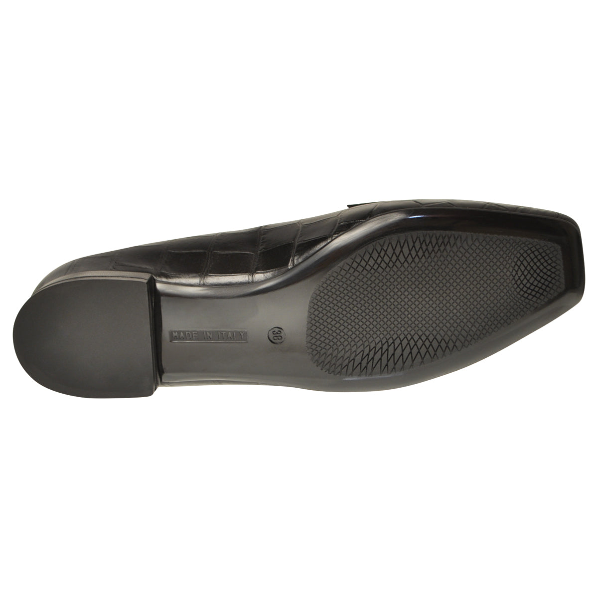 Square-toe Loafers in Black Croco