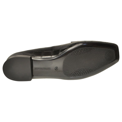 Square-toe Loafers in Black Croco