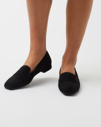 Square-toe Loafers in Black Suede leather