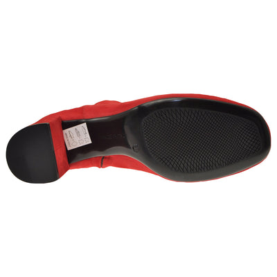 Mid heel Ankle boots in Red Suede