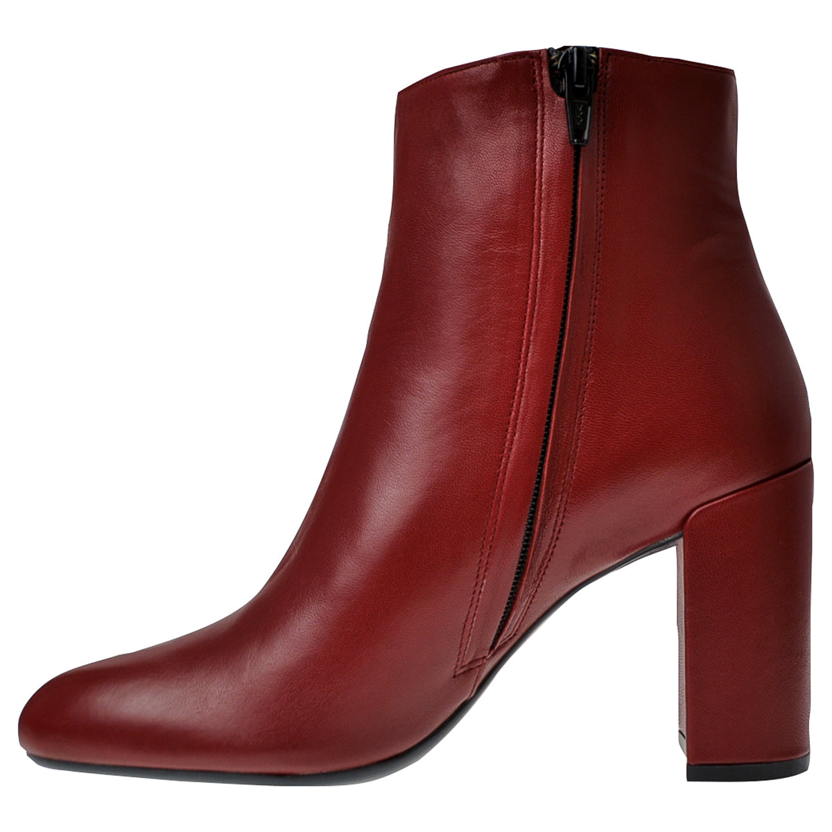 High-heeled Ankle Boots Red Leather
