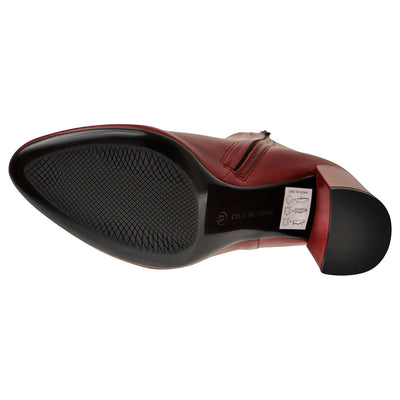 High-heeled Ankle Boots Red Leather